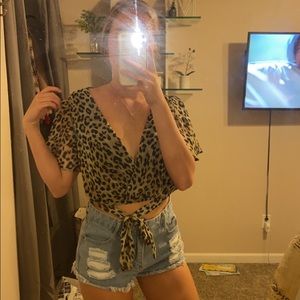 cheetah print top by aqua